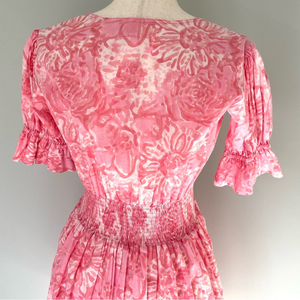 LILBELLE Pink Floral Elastic Waist Mini Shirt Dress - Picture 4 of 6